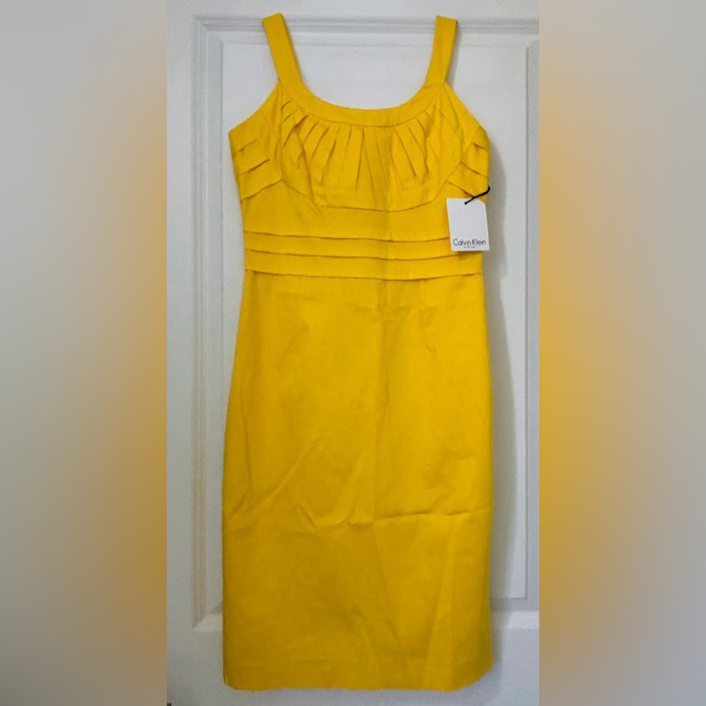 Calvin Klein Sleeveless Yellow Dress Size 4 NWT